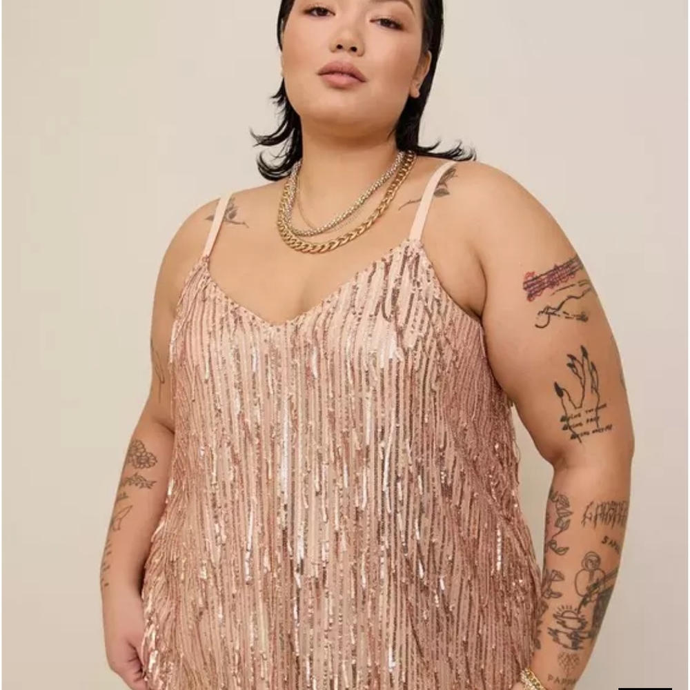 NWOT Torrid Pink Gold Sequin Tank Top